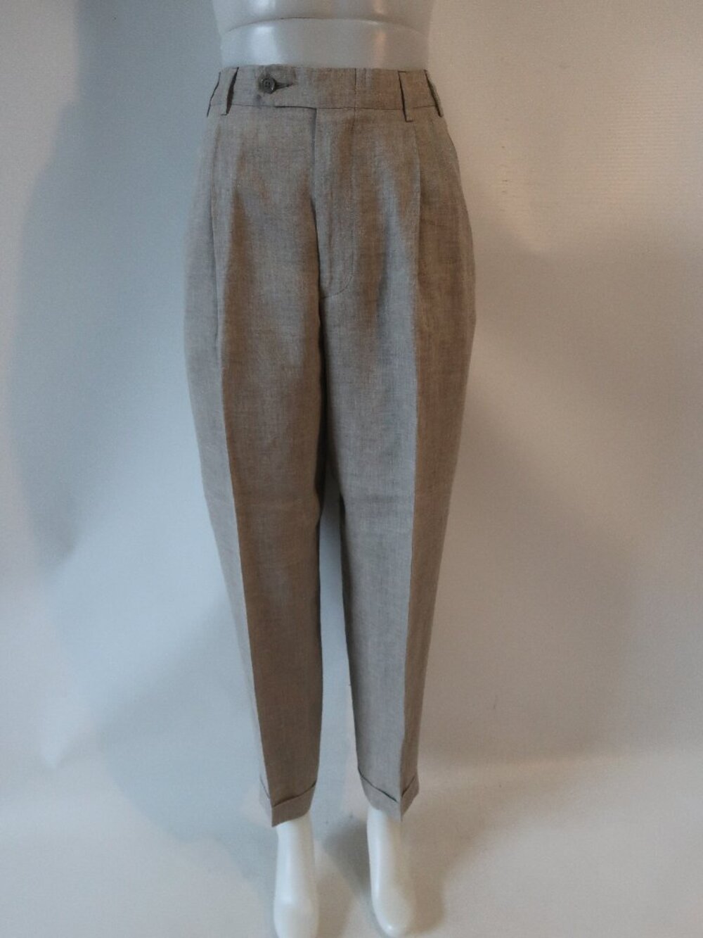 Mens Ermenegildo Zegna Soft Beige (Item-83) Pure Linen Pleated Trouser Pant 35